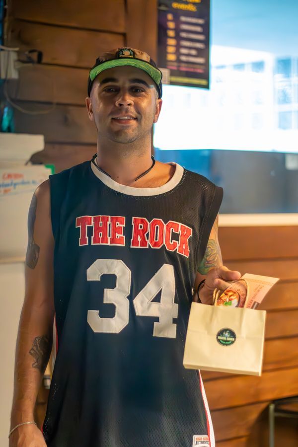 Customer with cannabis bag