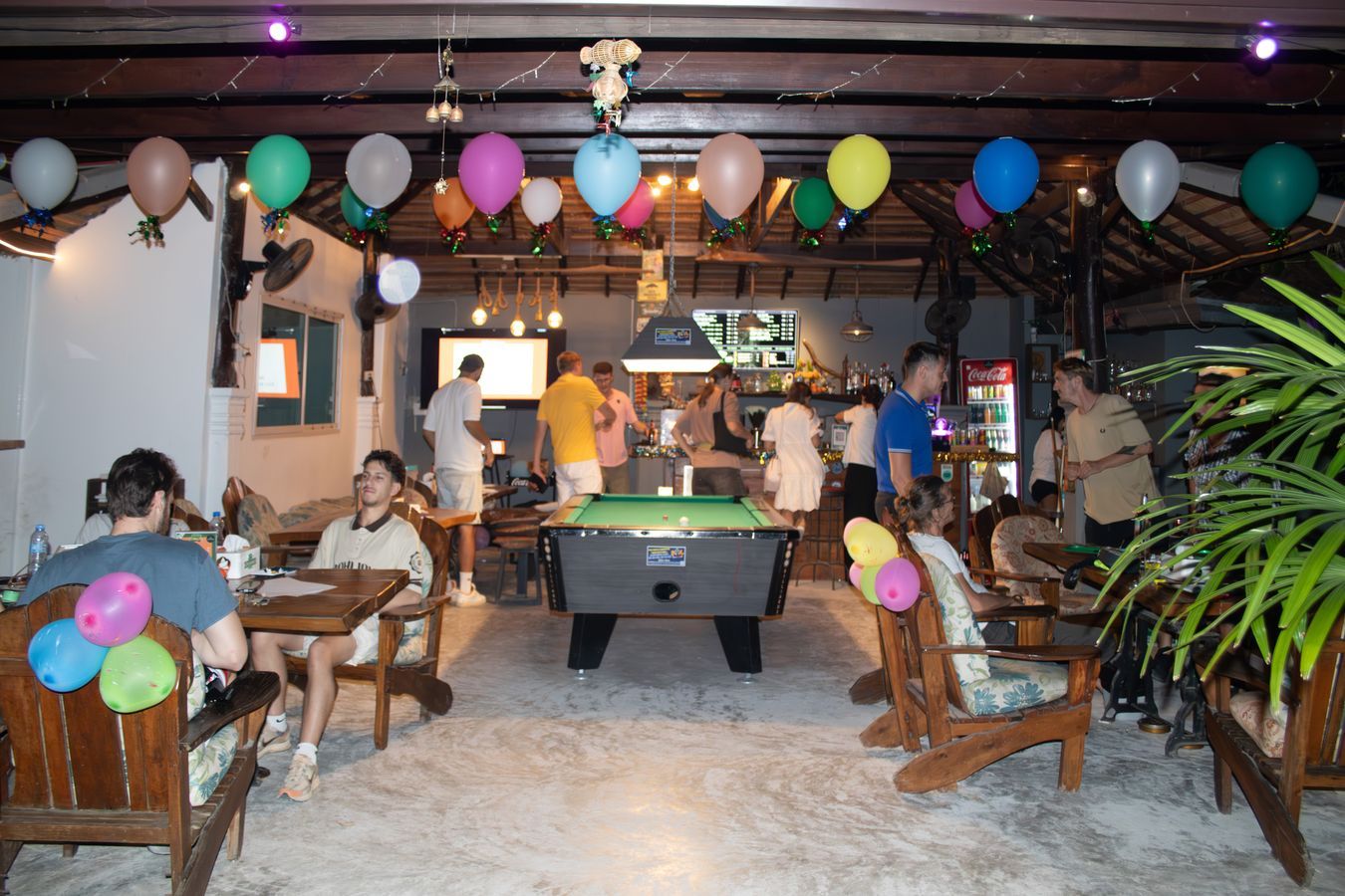 Pool table party atmosphere